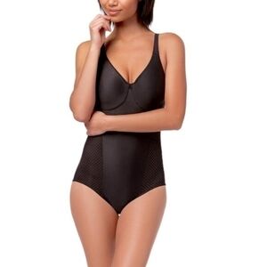 Bali Passion Black Firm Control Bodysuit 36DDD Cooling Mesh Underwire NWT